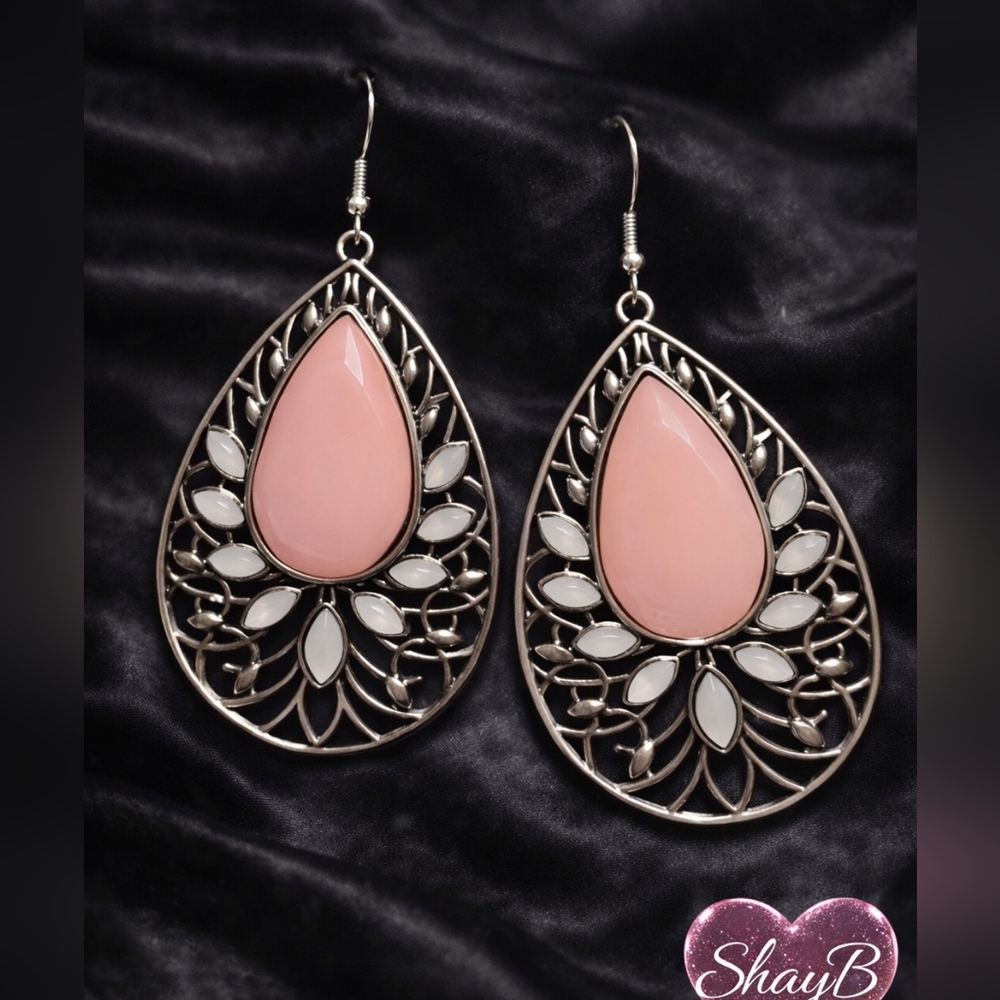 Paparazzi Pink and Silver Teardrop Earrings